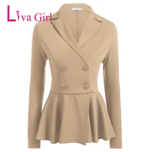 LIVA GIRL элегантный офисный двубортный Блейзер размера плюс для женщин, весеннее пальто с длинным рукавом, белый, красный, черный, для работы, приталенная куртка XXX