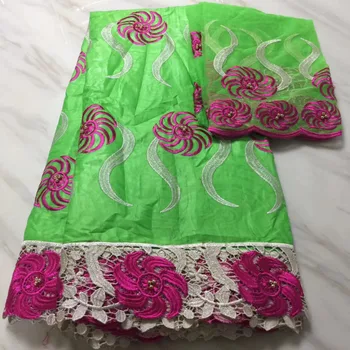 

Green French Bazin Riche Lace Fabric With Net Blouse 2018 High Quality African Gold Brocade Beaded Basin Guipure Fabric PBZ27-1