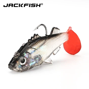 

JACKFISH Lead Fishing Lure Soft Lure With Double Kill Hook 3D Eyes Soft Lure 8cm/15g Artificial Bait Jig Wobblers Rubbe