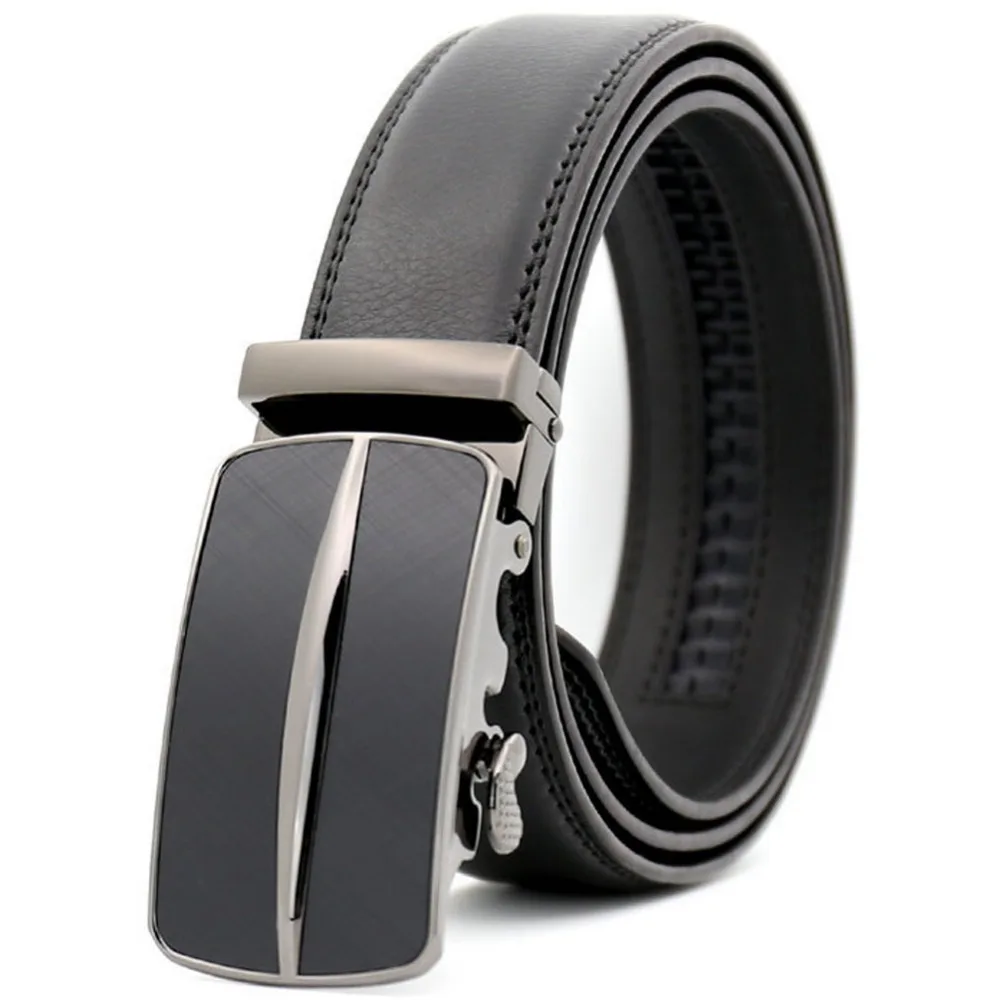 Large Size 38 54" Men's Genuine Leather Belts with Automatic Buckle