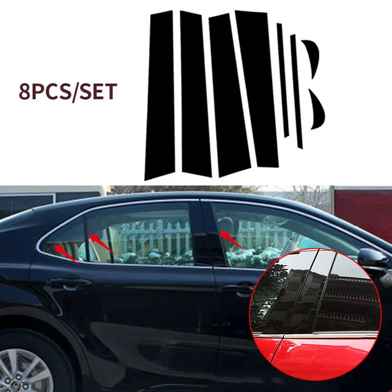 

BLACK Pillar Posts For Toyota Camry 2018 Cover Door Trim Window Piano Kit 8pcs