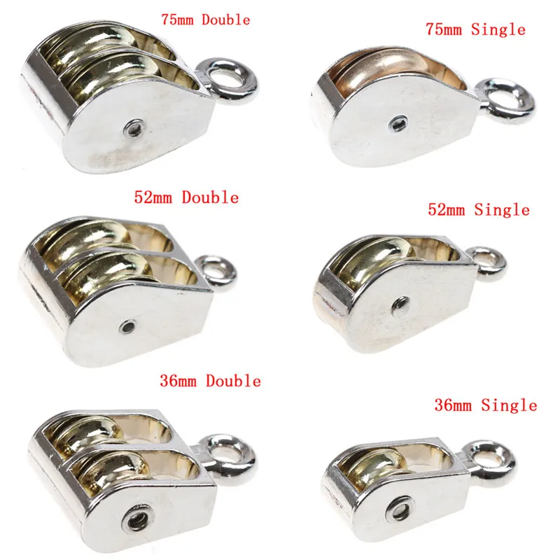 

Hot New DIY Mini Metal Sheave Zinc Alloy Fixed Pulley Crown Block And Tackle Lifting Wheel Single/Double Pulley 36/52/75mm