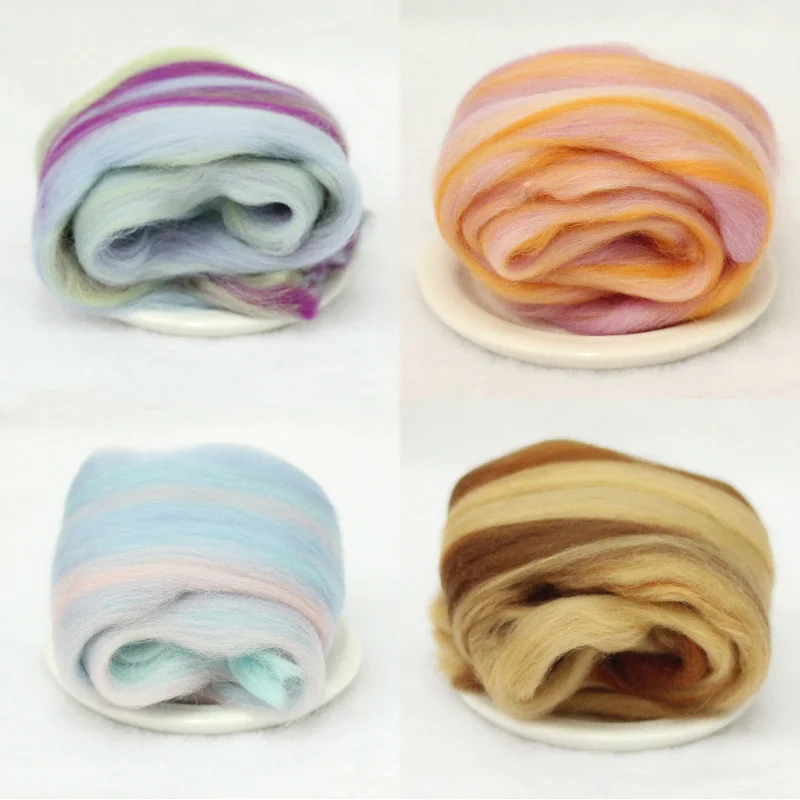 200g (Each Color 50g) Dream Mix Color Merino Wool Fiber Roving For