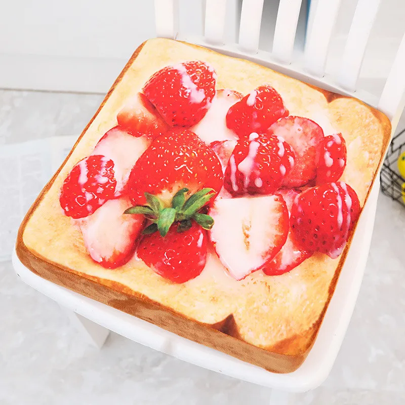

1pc 40*40cm Fruit Toast Cushion Tasty Food Pillow With Quilt Fabric Soft And Comfortable For Children As A Birthday Present
