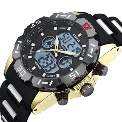 Мужские s часы Топ люксовый бренд Мужчины двойной дисплей Кварцевые часы аналог Водонепроницаемый Спорт, армия, военный Резиновые наручные