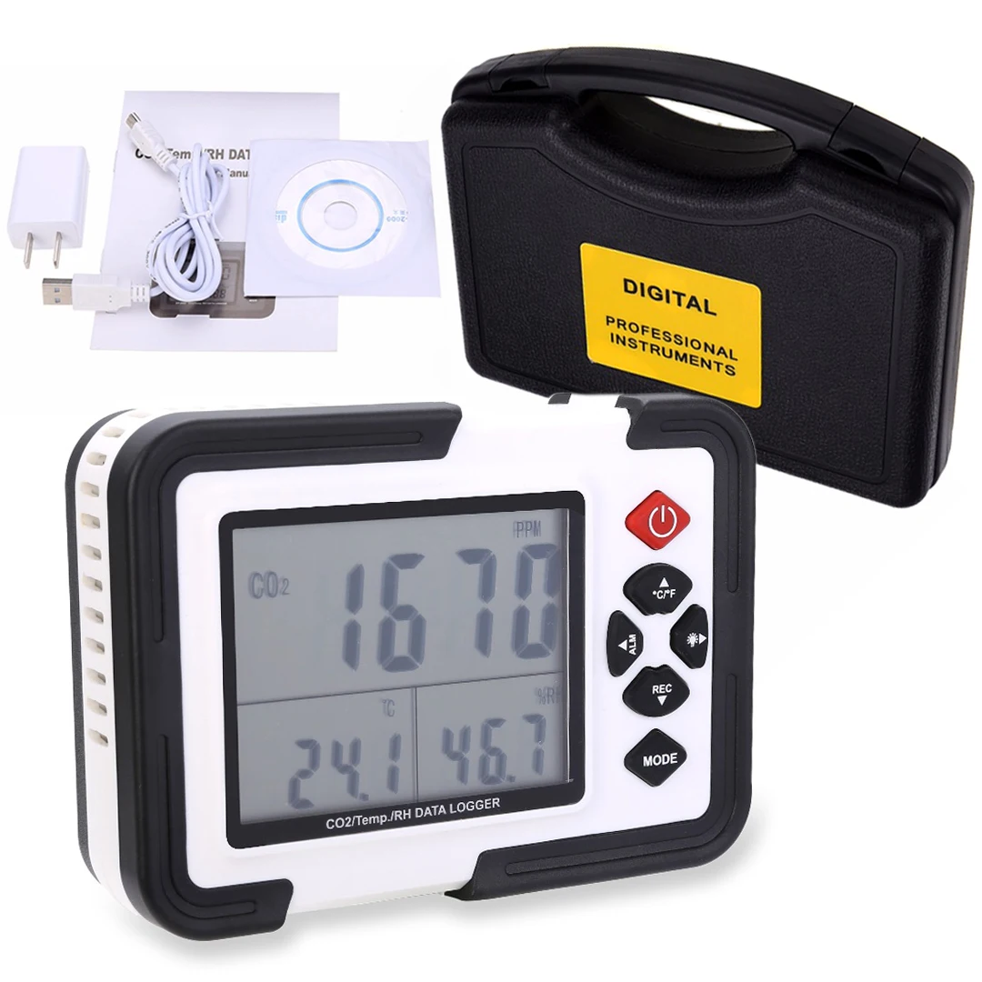 

USB Carbon Dioxide Meter CO2 Data Air Temperature LCD Logger Humidity Meter Tester For Measuring CO2 concentration