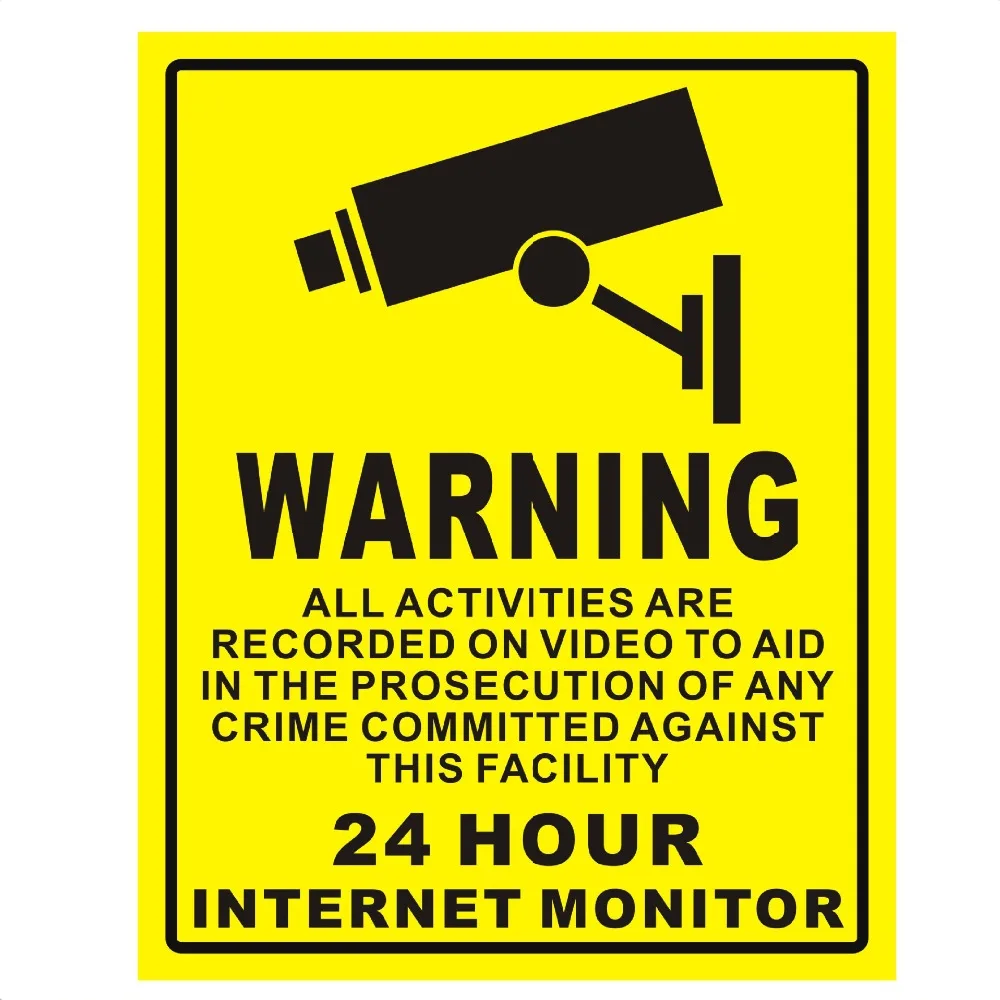 

20*25cm Surveillance Warning Sign Sticker 24 Hours Monitor Alert Wall Sticker CCTV Camera System Video Security Sticker Decals