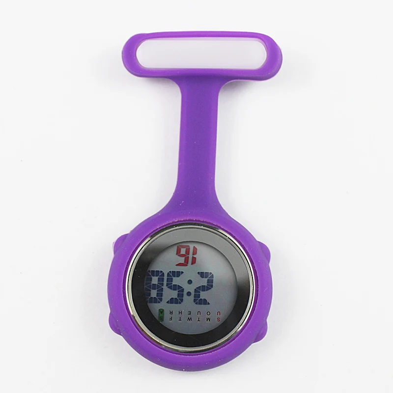 Relogio reloj Fob Медсестры Брошь булавка Висячие карманные электрические часы цифровой дисплей циферблат клип-на карманные часы - Цвет: purple