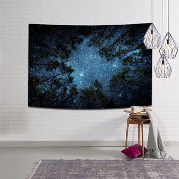 

USPIRIT Psychedelic Forest Tree Star Starry Sky Wall Hanging Tapestry Decor Polyester Curtains Plus Long Table Cover Beach Towel