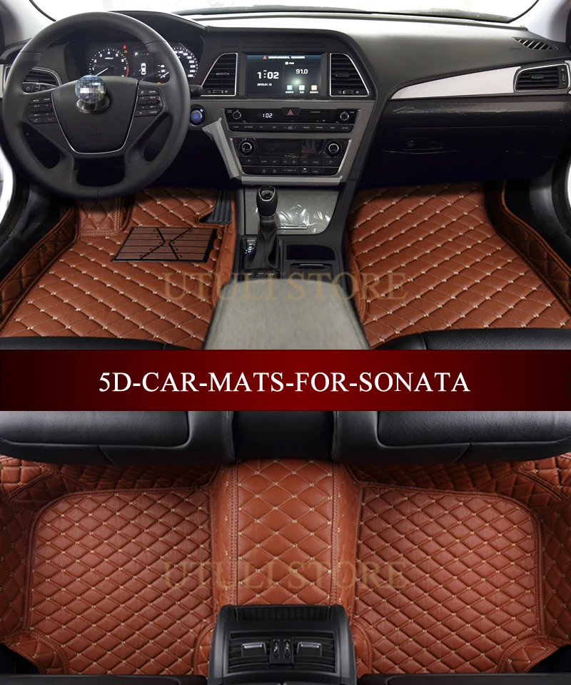 Leather Car Floor Mats For Hyundai Sonata Accent Verna Azer Elantra Leather Car Floor Mats For Hyundai Sonata Accent Verna Azer Elantra Av Custom Fit All Weather Carpet Liners Foot In From