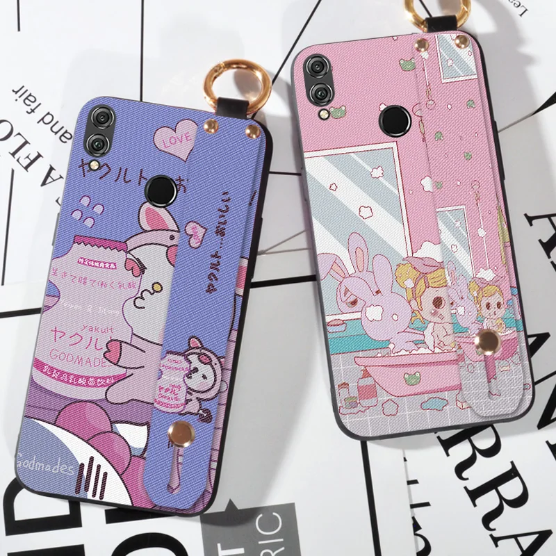

Fashion Wrist Strap Cartoon Cases For Huawei Honor 8X Animal Rabbit Printing TPU Cover For Huawei Honor 8X Max