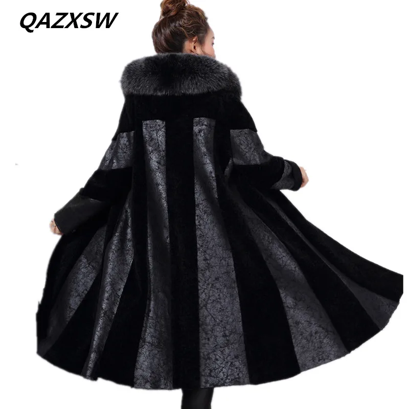 À Longue 2018 Tonte Col Wine De Capuchon black Véritable Épais Section Veste Lâche Le507 Renard Manteau Des D'hiver Une Moutons Red Chaud Femmes Nouveau Fourrure rxwq78r4