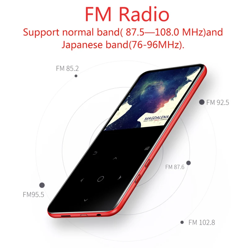 Mp3 плеер с сенсорным экраном Bluetooth 4 1 встроенная память 16 ГБ динамик FM радио