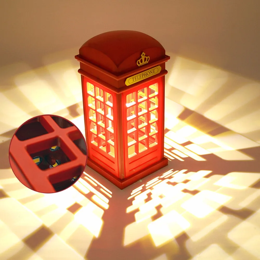

Nosii Vintage UK Telephone Booth Shaped Warm LED Touch Sensor Bed Lamp Night Light Figurine