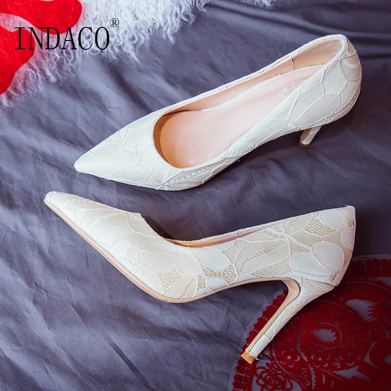 

Wedding Shoes High Heels Slip On Pointed toe Pumps Women Shoes 6.5cm/9.5cm