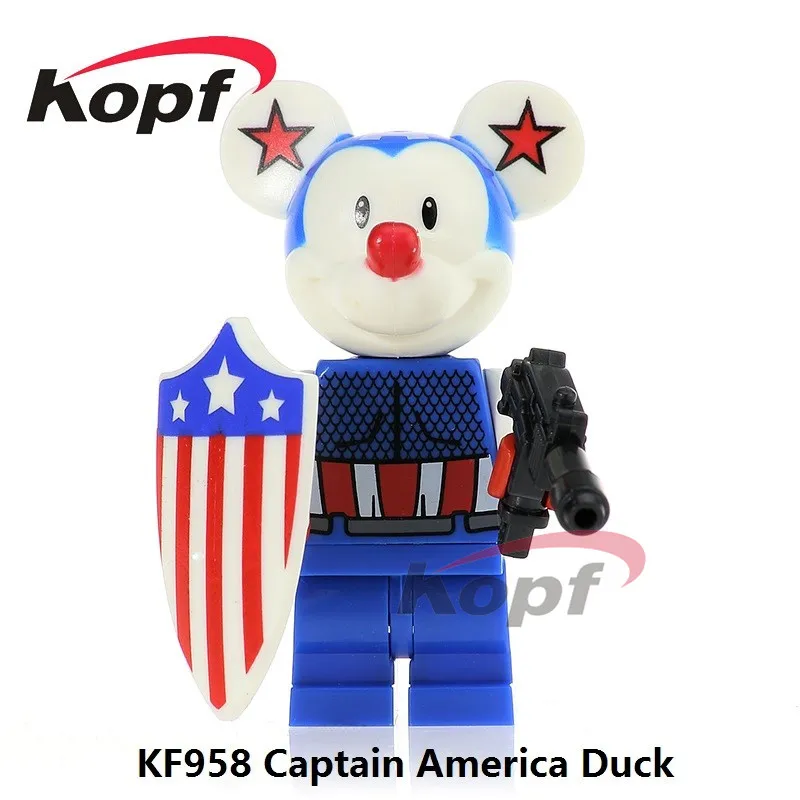 

Single Sale Super Heroes Captain America Spiderman Batman Deadpool Duck Model Building Blocks Children Toys Christmas Gift KF958