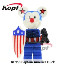 Única Venda Super Heroes Capitão América Spiderman Batman Deadpool KF958 Pato Modelo Building Blocks Brinquedos Para Crianças Presente de Natal