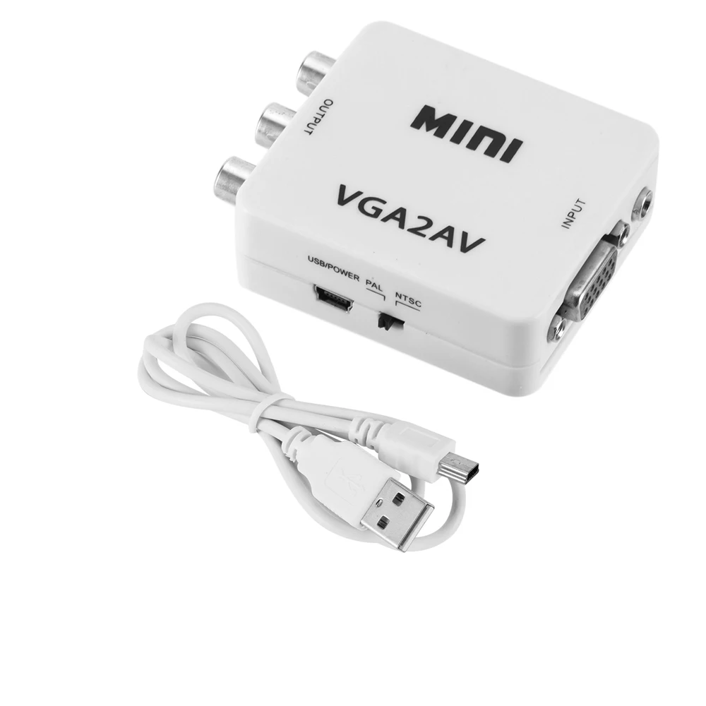 

VGA to AV Mini Converter Adapter Support 1080P VGA to AV Converter PC to TV HD Computer to TV