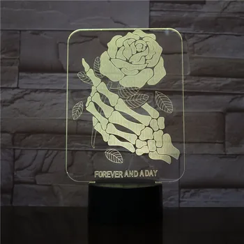 

Skull Skeletons Hands Rose Flower 3D LED Night Light Table Desk Optical Illusion Lamps 7 Colors Changing Lights LED Table Lamp