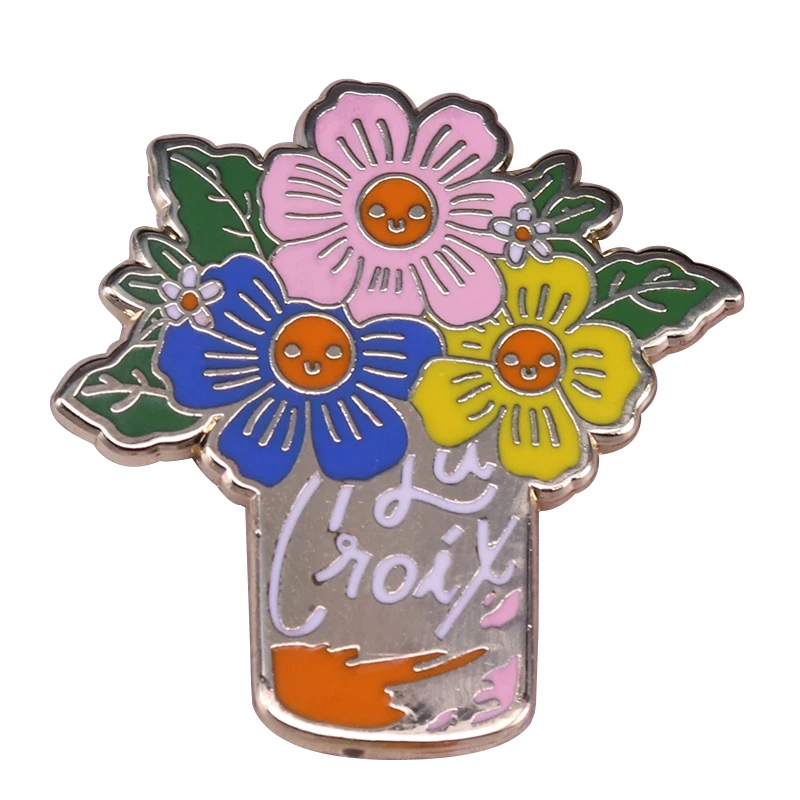 

La Croix Flowers Hard Enamel Pin Badge brooch