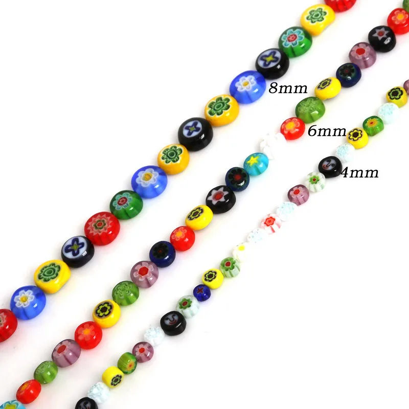4pcs Handmade Lampwork Round Flat Beads Costume Jewellery Making Craft Beading