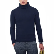 Высококачественные зимние вязаные свитера мужские Рождественские свитера с горлышком Мужская однотонная теплая пуловер Кардиган Pull Homme