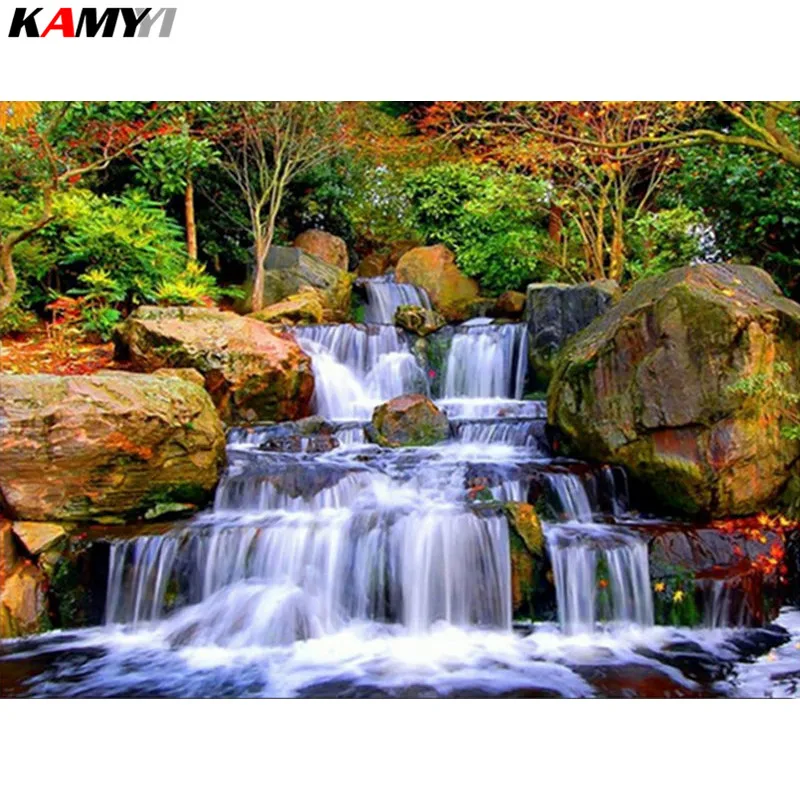 

DIY Square Diamond Painting Cross Stitch Diamond Mosaic crystal Diamond Embroidery scenery Waterfall Pattern Rhinestones XY1