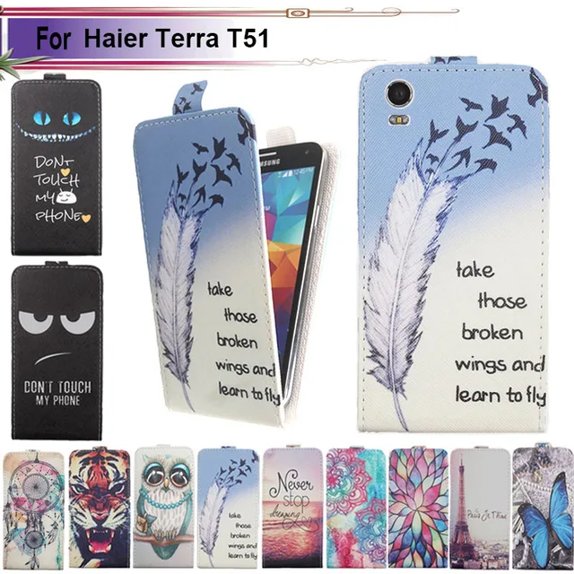Best Offers Fashion 11 Colors Cartoon Pattern Up and Down Flip PU Leather Case For Haier Terra T51