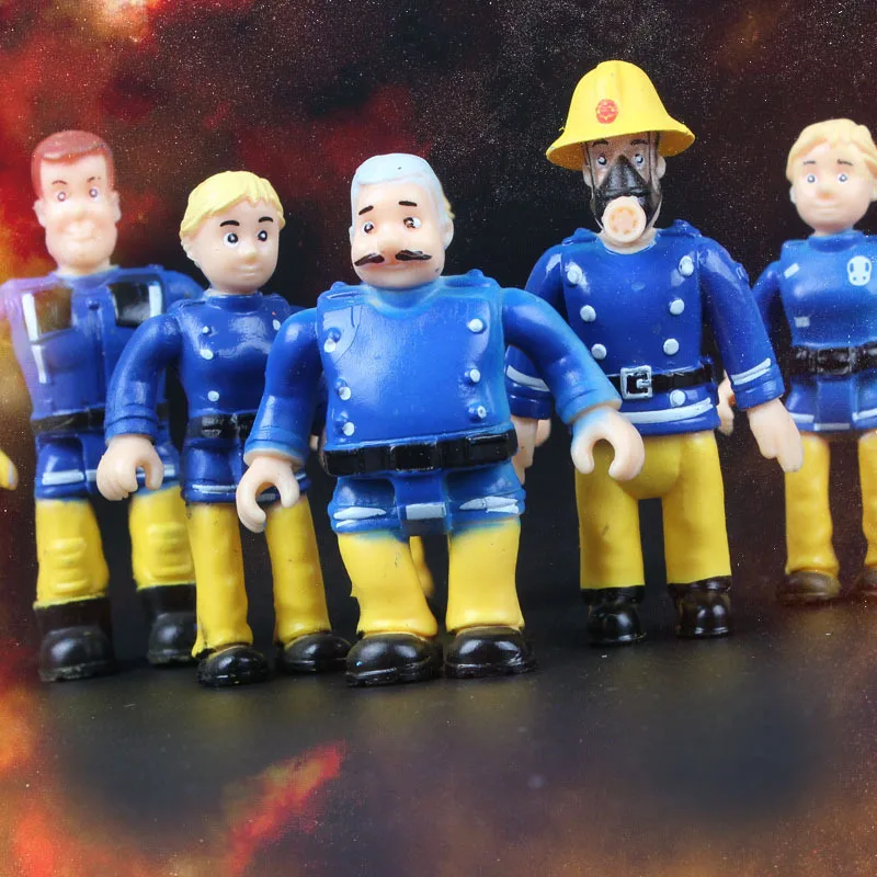 10PCS Lot Fireman Sam Action Figure Toys Cartoon Fire Man