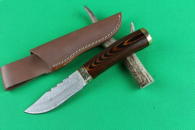 Бренд охотничий дамасский нож деревянная ручка из капа Походный нож для выживания фиксированное лезвие ножи мульти EDC Инструменты Горячие