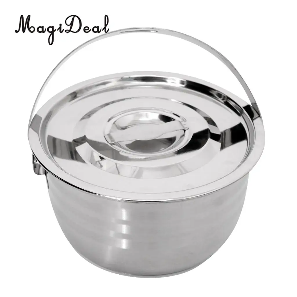 MagiDeal Stainless Steel Outdoor Cookware Pot Camping Picnic Cooking Camp Fire Pan Hanging Pot Pan S M L 