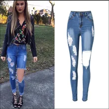 Сексуальные рваные джинсы женские винтажные джинсы с высокой талией джинсовые узкие брюки женские повседневные брюки
