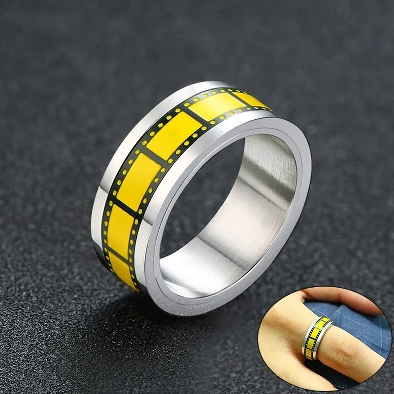 Vnox Retro Camera Film Designed Rings for Men Woman Stainless Steel