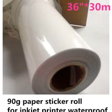 3"* 30 м тонкий бумажный стикер 90gsm wateproof струйная бумага клей для красителя и краска для струйной печати принтер