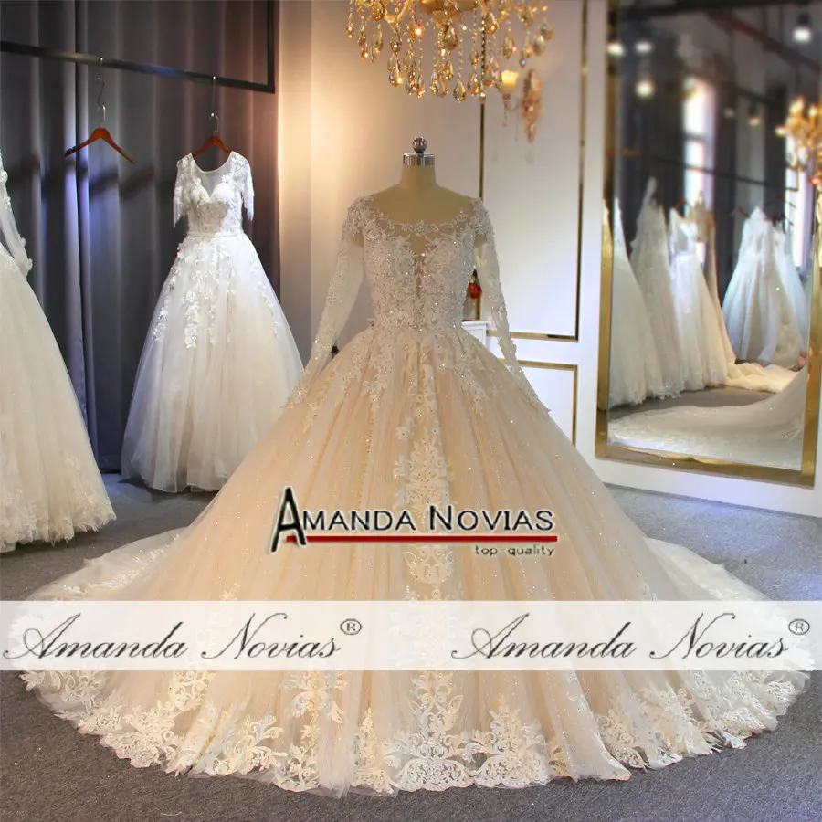 Роскошные свадебное платье с длинными рукавами Аманда novias Топ брендовые свадебные платье