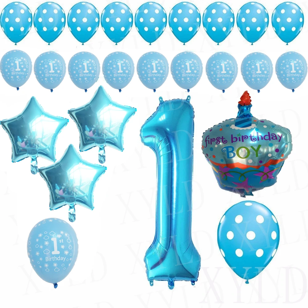 

1st happy Birthday Balloons Set Party foil helium balloons for baby shower boy First Birthday decoration globo party supplies