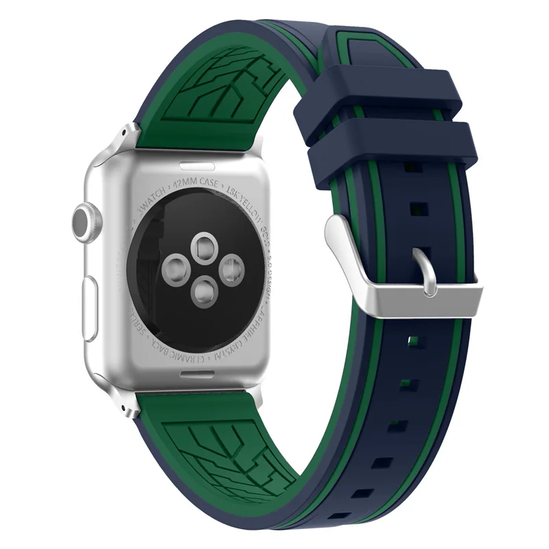 8 цветов ремешок для apple Watch серии 1/2 38 мм спортивный ремешок для iWatch 42 мм мягкий силиконовый сменные адаптеры из нержавеющей стали - Цвет ремешка: style 6