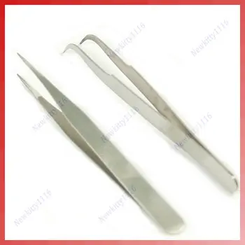 

YAS 10 PCS(5SETS)/LOT Nail Art Stainless Steel Curved Straight Tweezers tool Pro