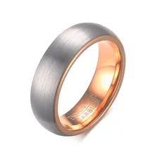 Mprainbow mens tungsten carburo anillo para hombres chapado en oro rosa de 6mm acabado mate cepillado wedding engagement banda de joyería de moda