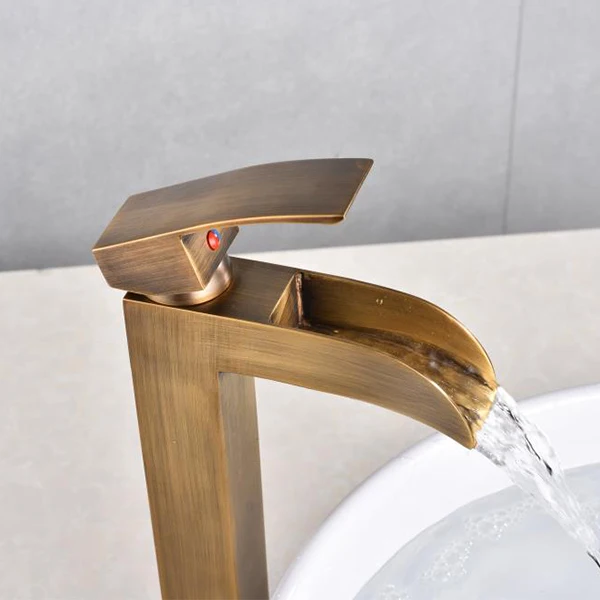 Azeta классический стиль смесители для ванной комнаты античный латунный Смеситель для раковины кран на бортике кран для раковины водопад умывальник кран AT4806HA