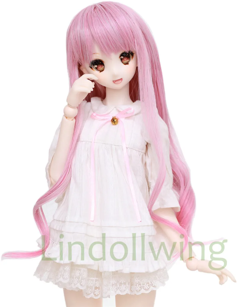Парик для кукол 1/4 BJD Dal DD SD LUT Dollfie 7 8 дюймов Длинный розовый парик 1001|Куклы| |