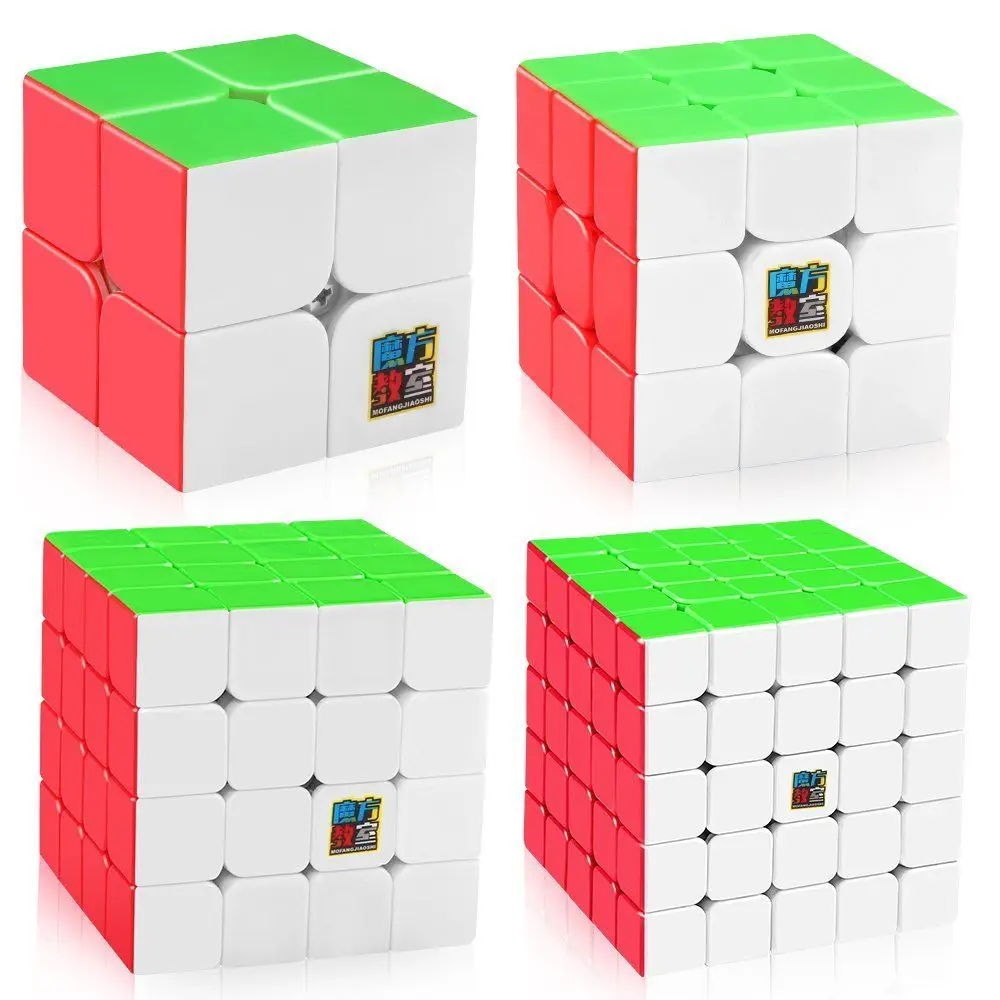 

Moyu Mofangjiaoshi Speed Cube Bundle 2x2 3x3 4x4 5x5 Stickerless Magic Cube Set