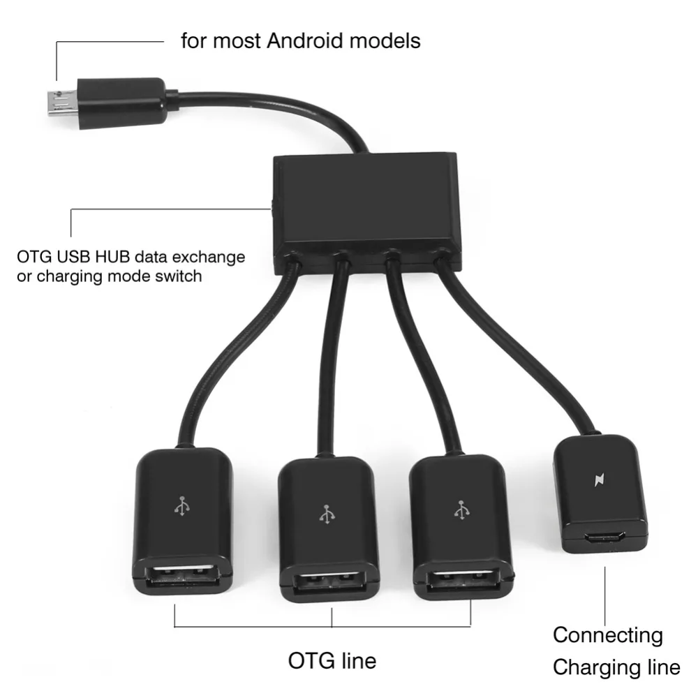 Микро Usb концентратор кабель адаптер 4 порта сплиттер с зарядкой питания для Samsung