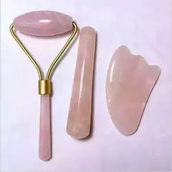 Himabm розового кварца выскабливание пластины и ролик и палочка с иглоукалыванием массаж лица Guasha доска сзади слом