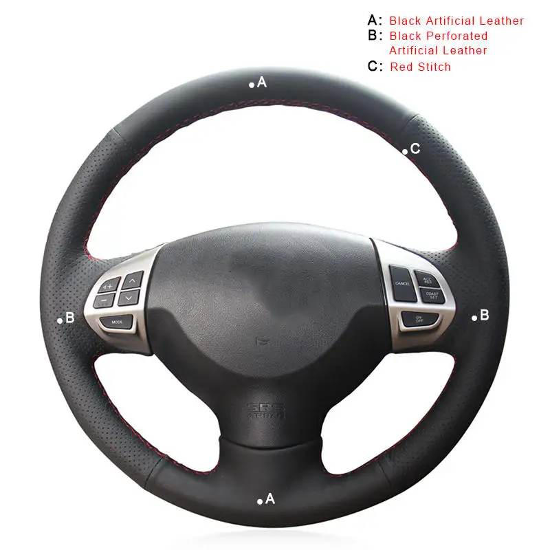 Оплетка автомобиля на крышке рулевого колеса для Mitsubishi Lancer X 10 2007- Outlander 2006-2013 ASX 2010-2013 Ручная прошитая крышка - Название цвета: Artificial Leather