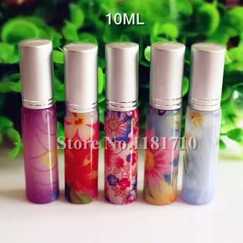 

5pcs/lot 10ml Glass Perfume Spray Bottle Empty Thin Glass Vials Fragrance Travel Perfume Atomizer Bottle with Flower Pattern
