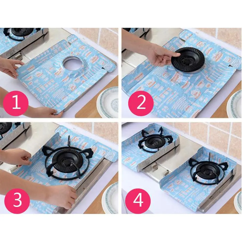 LanLan 2Pcs Aluminum Foil Gas Stove Covers Non-stick Protectors Sheets Anti-oil Pad Tin Paper