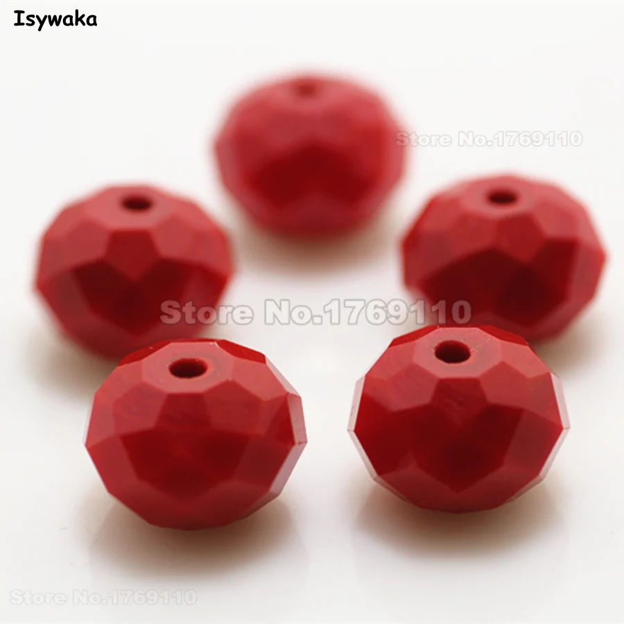 

Isywaka Non-hyaline Red Color 10*12mm 70pcs Rondelle Austria faceted Crystal Glass Beads Loose Spacer Round Beads for DIY Making