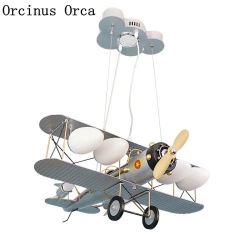 

New Art Color Fighter Chandelier Boys'Bedroom Children's Room Light Modern Cartoon Creative LED Aircraft Chandelier