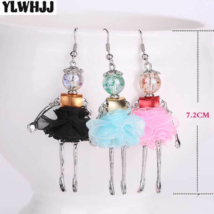 YLWHJJ new girls cute Hot doll earring princess Alloy Multicolor baby font b dress b font